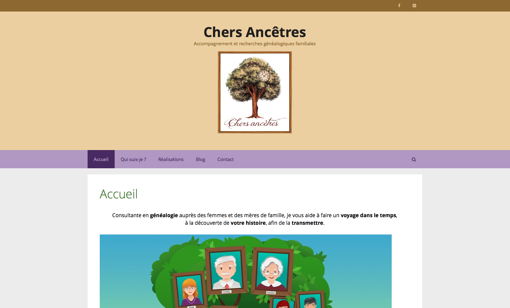 Page d'accueil du site Chers Ancêtres