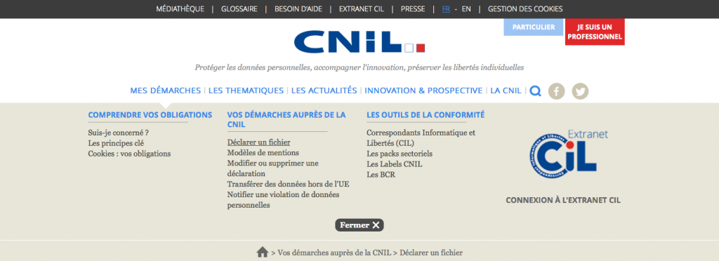 Déclaration CNIL simplifiée grâce à la refonte du site web cnil.fr et ses espaces pour professionnels et particuliers