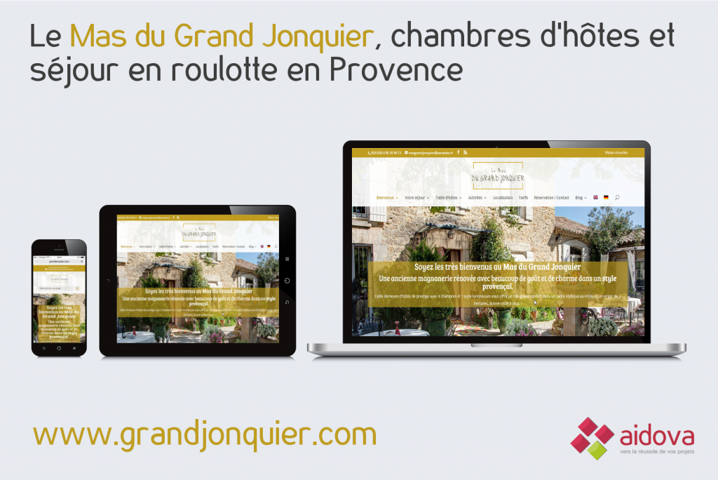 Site Web responsive du Mas du Grand Jonquier, chambres d'hôtes en Provence