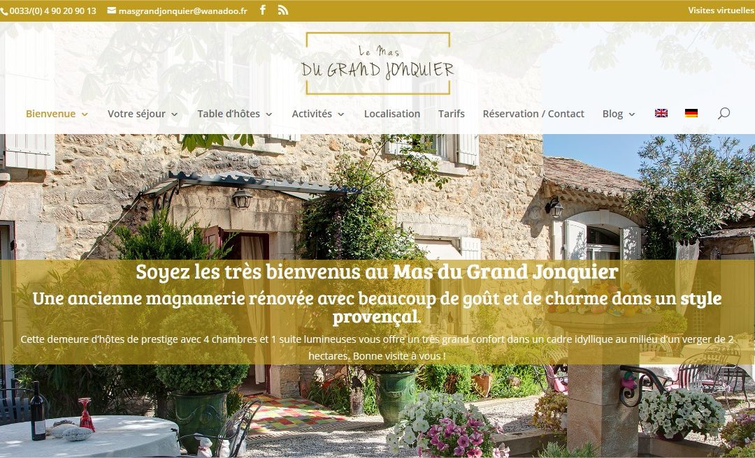 Page d'accueil du site du Mas du Grand Jonquier