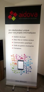 Rollup d'Aidova pour sa présence sur les salons professionnels