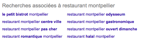 L'outil de recherches associées de Google permet de bien choisir vos mots clés